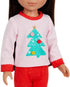 Glitter Girls 14-inch Doll Outfit - Christmas Doll Clothes, Festive Pajama Set with Slippers for 14-inch Dolls