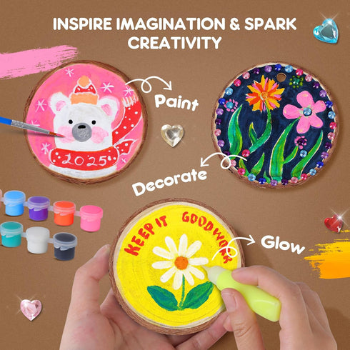 6 7 8 9 10 11 12 EPUMP Glow in the Dark Wooden Painting Kit for Kids - Arts and Crafts Kit Creative Activity Toy, Art
