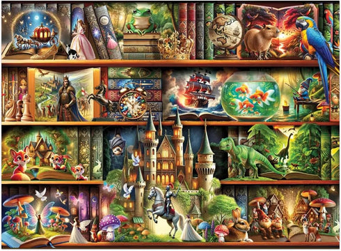 1000 21,25 15,5 WOODEN.CITY Wooden Puzzles for Adults Pieces - Stories on Every Shelf Bookshelves Scene | Made in EU |