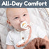 4 Silicone Pacifier Clip with Teething Textures, One-Piece Patented Design, Dishwasher Safe, Secure Plastic Clip, Fits