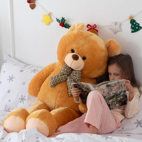 Big Teddy Bear 4 Feet Stuffed Animal, Jumbo Plush Toy for Mother's Day Birthday Gifts, Brown 47 Inch