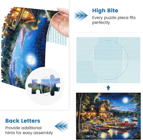 500 Country Friends,20.5 15 Piece Puzzles for Adults | Night Scenery Jigsaw Puzzle for Adults Seniors | Recycled