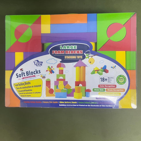 Large Foam Blocks for Toddlers 2-4 Years, Big Building Blocks Set, Soft Stacking Montessori Toys for 18+ Month Olds