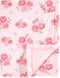 Hudson Baby Infant Girl Plush Blanket with Furry Binding and Back, Blush