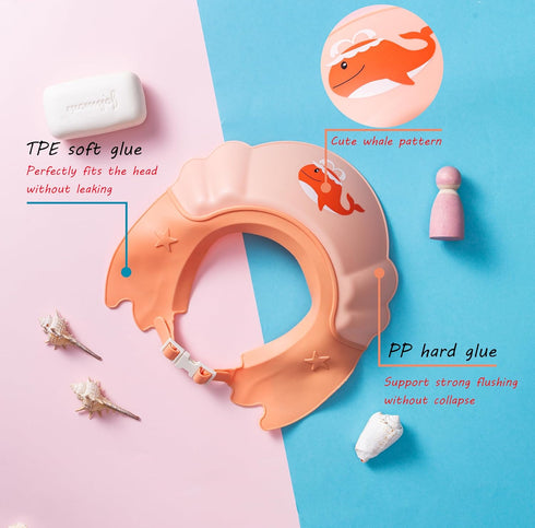 Thcbme 0-9 Baby Shower Cap Shield, Shower Cap for Kids, Visor Hat for Eye and Ear Protection for Years Old