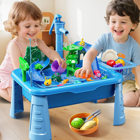 2 3 4 5 6 3-8, 2+ 3-5 Water Table Play Sink Toy for Kids Years Old - Outdoor Kitchen with Running Water, Fishing Games