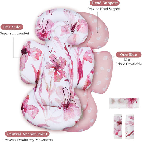 TinlyFinly Newborn Car Seat Insert, Head and Body Support, Reversible Infant Insert Compatible with Baby Carseat