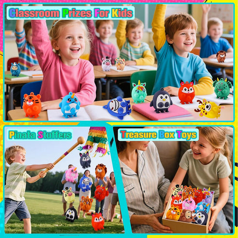 24 ChildFun PCS Party Favors for Kids, Silicone Animal Pop Fidget Toys with Suction, Birthday Gifts for Boy Girls
