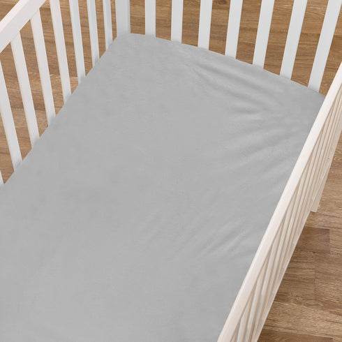 28" 52", Cozy American Baby Company Heavenly Soft Chenille Fitted Crib Sheet x Warm and Neutral Chenille Sheet, Steel
