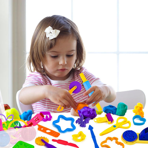 Set 44 Dough Play Tools for Kids PCS Dough Accessories with Scissors Cutters Rollers Rolling Pins Pasta Press Animal