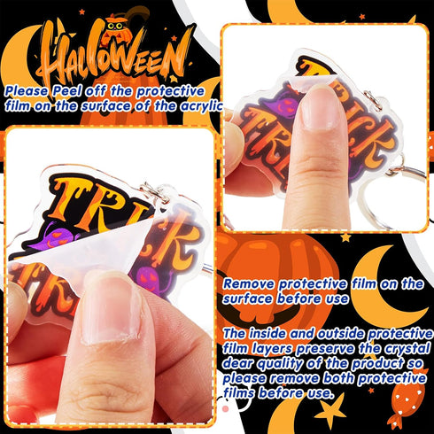 Kigeli 60 Pcs Halloween Keychain Bulk - Ghost, Bat, Cat, Pumpkin, Skeletons - Party Favors for Kids & Adults