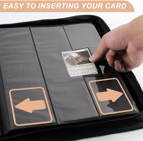 TiopLior Zip MTG Card Binder, 9 Pocket Card Album for TCG Baseball Football Sports Card, 432 Side Loading Pocket (green)