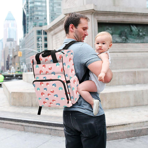 Burbuja Backpack Cute Mushrooms Diaper Bag for Women Men, Large Travel Diaper Bag Tote with Stroller Straps & Insulated