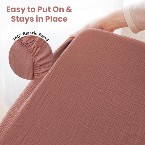 100% (Set 2) (28 52 Inches) Organic Cotton Muslin Crib Sheets of Soft & Breathable Fitted Sheets for Boys and Girls