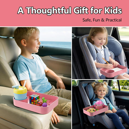 Car Seat Snack Tray for Kids Toddler Travel,Cup Holder Expander for Car,Toddler Travel & Road Trip Accessory