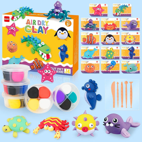 Air Dry Clay for Kids,Modeling Clay Kit,14 Species of Marine Life DIY