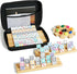ELONGDI Mexican Train Double 12 Dominoes Set with 4 Wooden Trays/Racks in