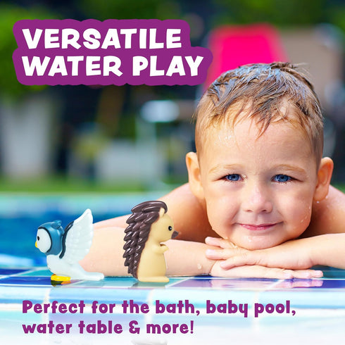 6 Pack Set Tub Works Woodland Animals Watertight Baby Bath Toys, | Sealed, No Hole Bath Toys Design Keeps Moisture Out