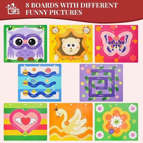 3+ GiftAmaz Mindful Maze Boards, Calming Toys for Kids, Finger Path Breathing Boards, Calming Corner Items Kids Social