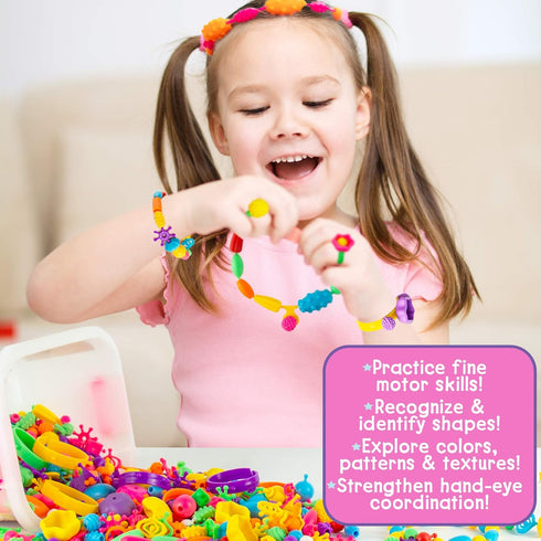 Just My Style Make & Believe Unicorn Pop Beads, 500+ Snap-Together DIY Bead Kit for Girls, Great Travel Activity