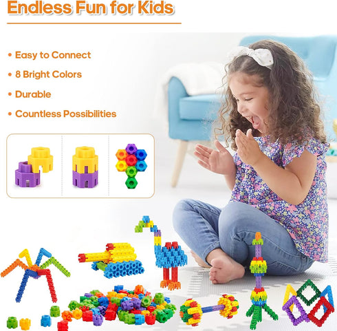 Hexagonal Building Blocks - 160 Piece STEM Toys Building Set for Kids 5+ Year Old Boys Girls, Educational Classroom