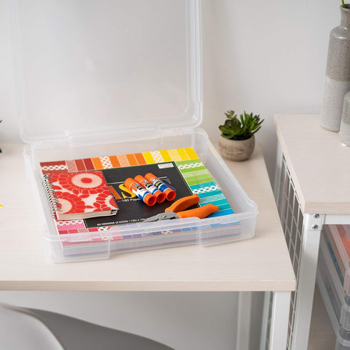 IRIS USA 6-Tier Scrapbook Rolling Storage Cart - Fits 12" x 12" Paper with Organizer Top, Black Frame