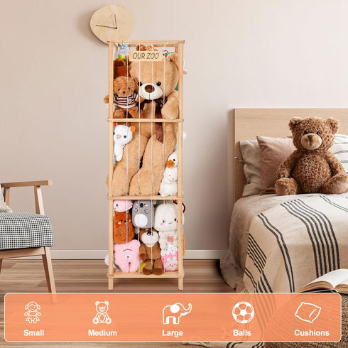 ACEPRUT ACE PRODUCT 52.3"x16.5", ACEPRUT Large Stuffed Animal Storage Natural Pine Wood Stuffed Animal Organizer Holder