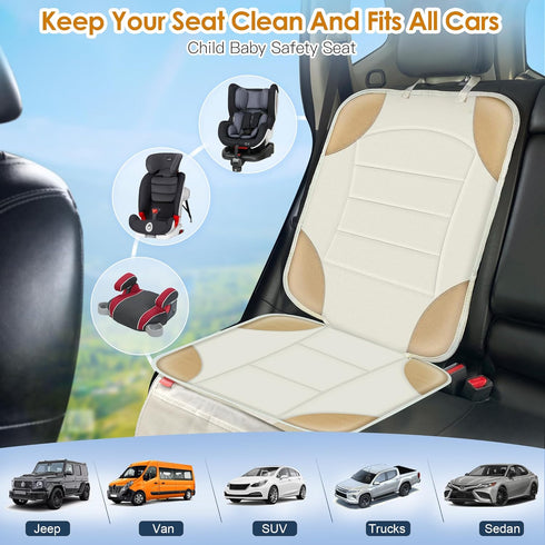 2 (1-Pack, Sinvitron Car Seat Protector for Child Car Seat - Waterproof Non-Slip Leather Mat with Mesh Pockets