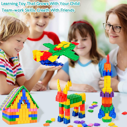 Kids 600pcs Set Building Blocks Construction Toy, Learning Playset STEM Educational Kit for Preschool Kindergarten