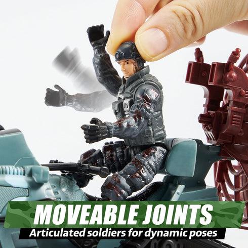 Set SYNCFUN Military Toy with Army Base, Vehicles, Action Figures & Weapon Accessories, Helicopter with Light & Sound
