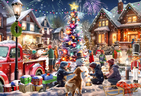 Vermont Christmas Company – Frosty Face-Off 100 Piece Jigsaw Puzzle - Large Interlocking Pieces for All