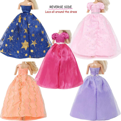 BJDBUS 5 Pcs Handmade Wedding Dress Party Gown for 11.5 Inch Girl Doll Clothes Accessories