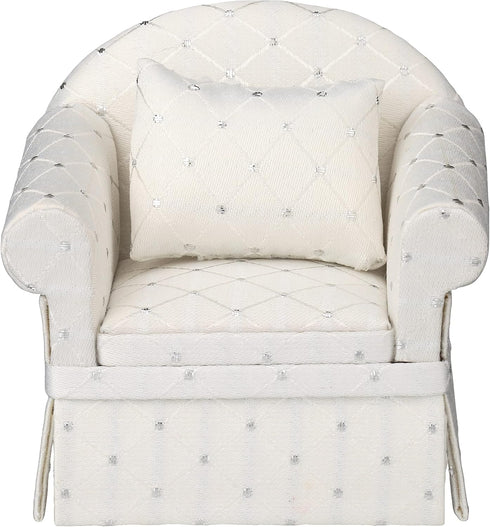 Dollhouse Sofa Armchair Upholstered, Miniature Living Room Furniture Chair, Fabric, Accessories for 6 inch Dolls, 1/12 Scale