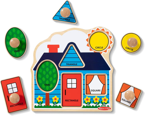 Melissa & Doug First Shapes Jumbo Knob Wooden Puzzle - Chunky Baby Puzzle for Toddlers Ages 1+
