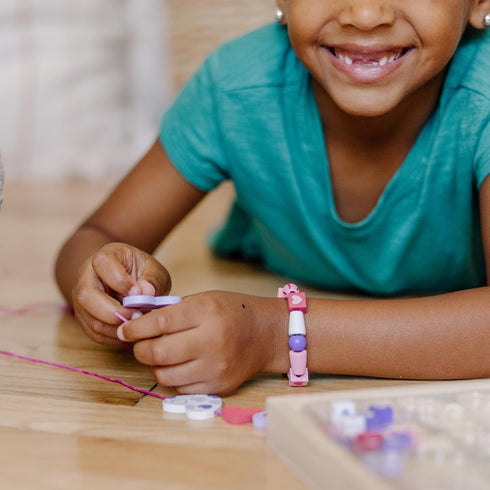 Melissa & Doug Created by Me! Heart Beads Wooden Bead Kit, 120+ Beads and 5 Cords