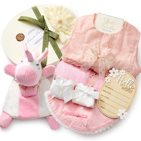 TUZT Newborn Baby Girl Gift Set 9PCS, Baby Shower Gift Box with