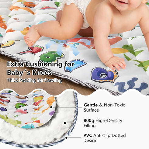 MORAIS 50x50 Inch 800g Baby Play Mat for Floor - with Filling Thickened Crawling Mat for Playpen, Cushioned Playpen Mat