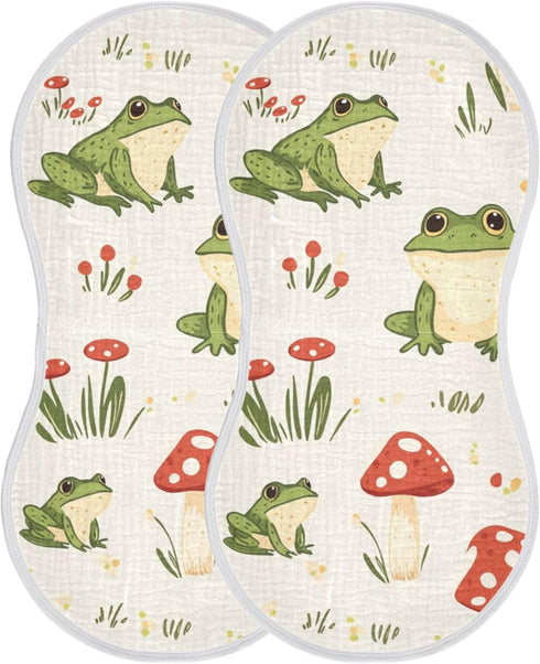 Mazeann Frog Forest Mushrooms Burp Cloths Baby Boys Girls Absorbent Soft Cotton Burping