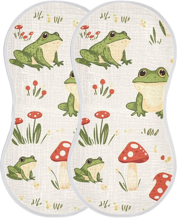 Mazeann Frog Forest Mushrooms Burp Cloths Baby Boys Girls Absorbent Soft Cotton Burping