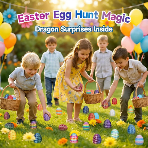 VivaNova 24 Pack 3D Printed Dragon Eggs, Surprise Eggs with Articulated Mini Dragons Inside, Easter Egg Hunt Fillers