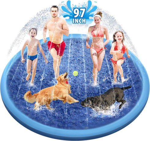 Raxurt Splash Sprinkler Pad for Dogs Kids, 97 Inch Anti-Slip Thickened Dog Pool Durable Upgrade Bath Pool Pet Summer
