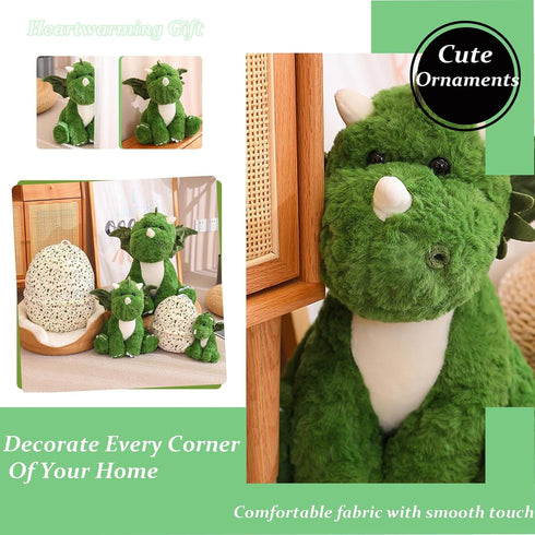 Dinosaur Stuffed Animal Toys, Small Dino Pterosaur Plush with Big Dinosaur Egg, Soft Gift for Kids