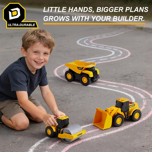 YySiRui 5PCS 5.5-6.3 Inch Set Bulldozer, Construction Toys - Toy Trucks Includes Dump Truck, Excavator, Sandbox