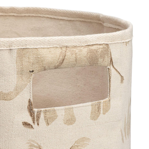 13"x12", Crane Baby Fabric Round Nursery Storage Basket, Toy Storage, Safari Animal, Toy Basket, Baby Storage