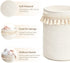 Closet 15.7"x19.6" Mkono Macrame Decorative Cotton Rope Basket Boho Nursery Decor Small Cute Woven Tassel Storage Bins