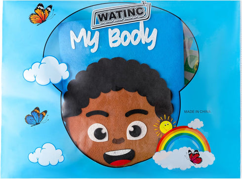 WATINC 35Pcs Brown Skin Color Body Parts Learning Felt Story Board Set - Educational Teaching Storytelling Kit for