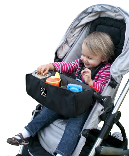 J.L. Childress Food 'N Fun Universal Stroller Snack Tray with Cup Holder, No-Throw Strap, Toy Loops - Black