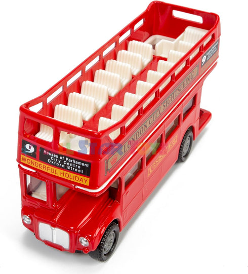 London Double Decker Bus Open Top - Red Motormax 76008 - 4.75" Diecast Model Toy Car