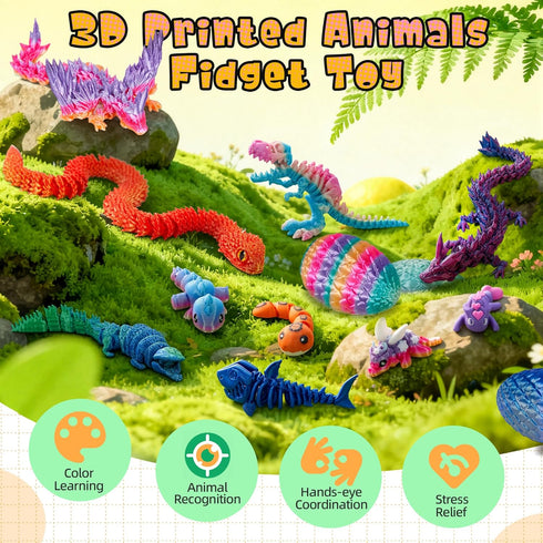 12PCS 3D 6 Set 3D 3-D TBOLINE Parent-Child Printed Animals Toys, Printed Wiglets Toys with Mini Animals Inside, Cute