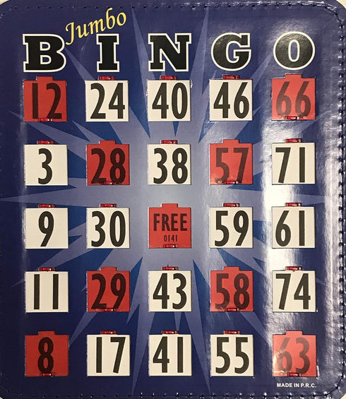 10 Stitched Easy Read Bingo Jumbo Shutter Slide Cards (Blue)